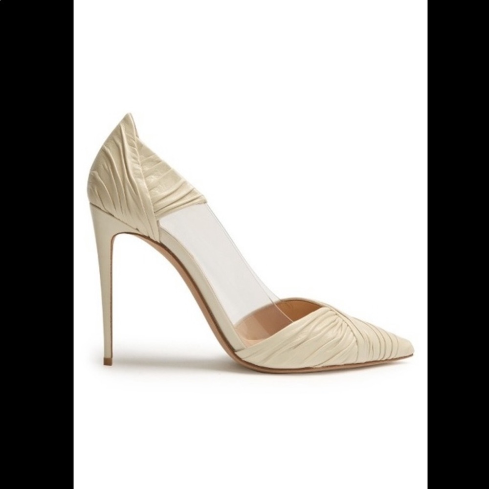 Valentino B drapped ivory 100mm leather pump